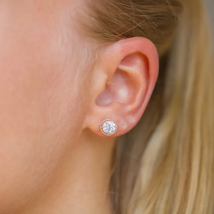 runden Ohrringe in 14 Karat Gold mit Zirkon - Gold Collection