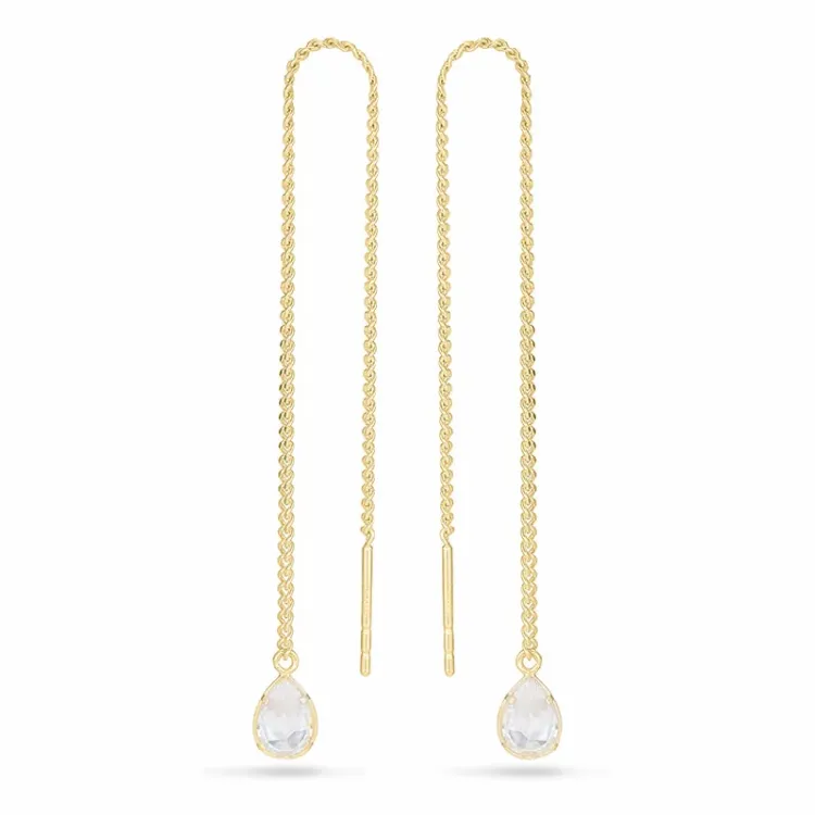 lange Tropfen ketten ohrringe in 14 Karat Gold mit Zirkon - Gold Collection
