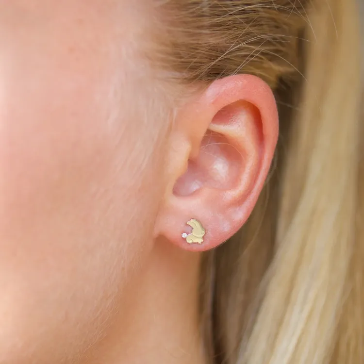 Kaninchen Ohrstecker in 14 Karat Gold mit Zirkon - Gold Collection
