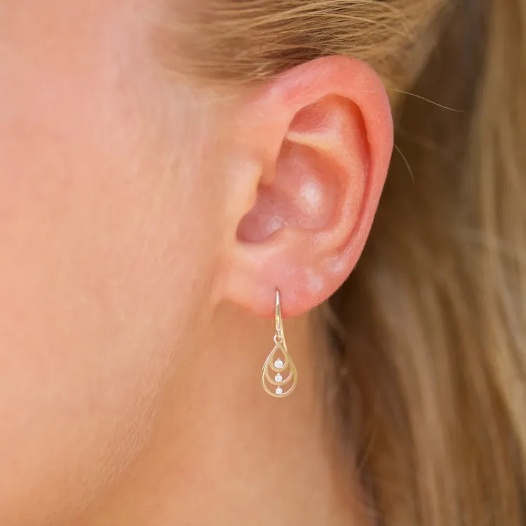 Tropfen Goldohrringe in 14 Karat Gold mit Zirkon - Gold Collection