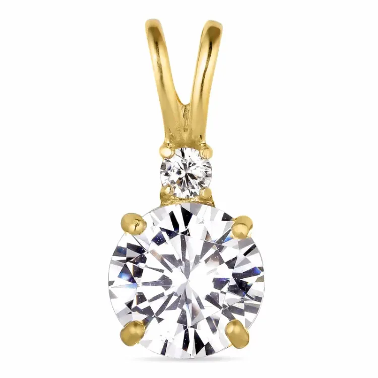 weißem Zirkon Anhänger aus 14 Karat Gold - Gold Collection