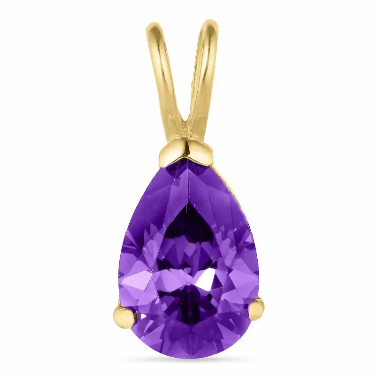 Tropfen violettem synthetisch Amethyst Anhänger aus 14 Karat Gold - Gold Collection