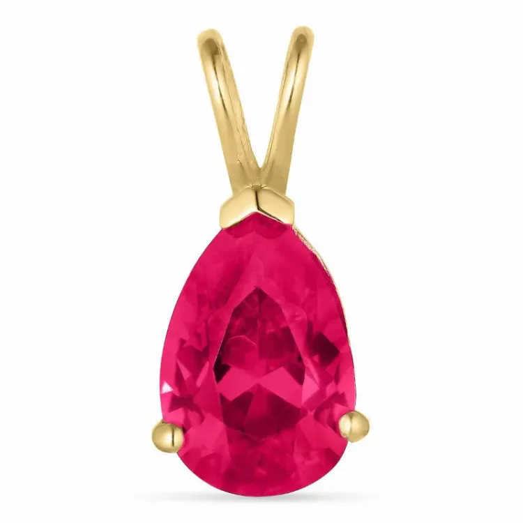 Tropfen synthetische Rubin Gold Anhänger aus 14 Karat Gold - Gold Collection