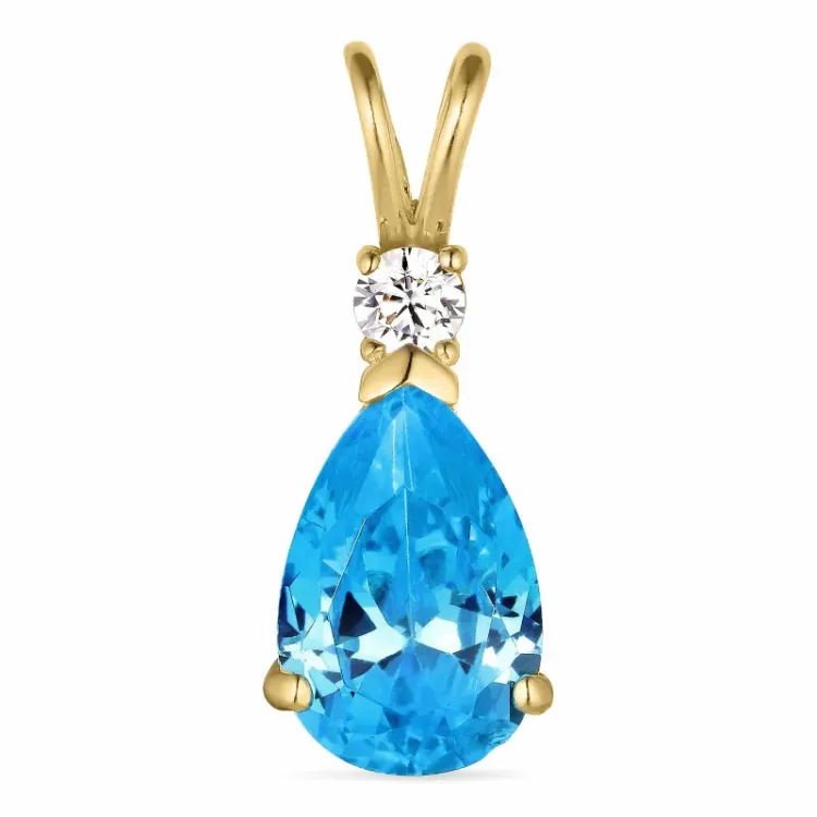 Tropfen synthetische Topas Anhänger aus 14 Karat Gold - Gold Collection
