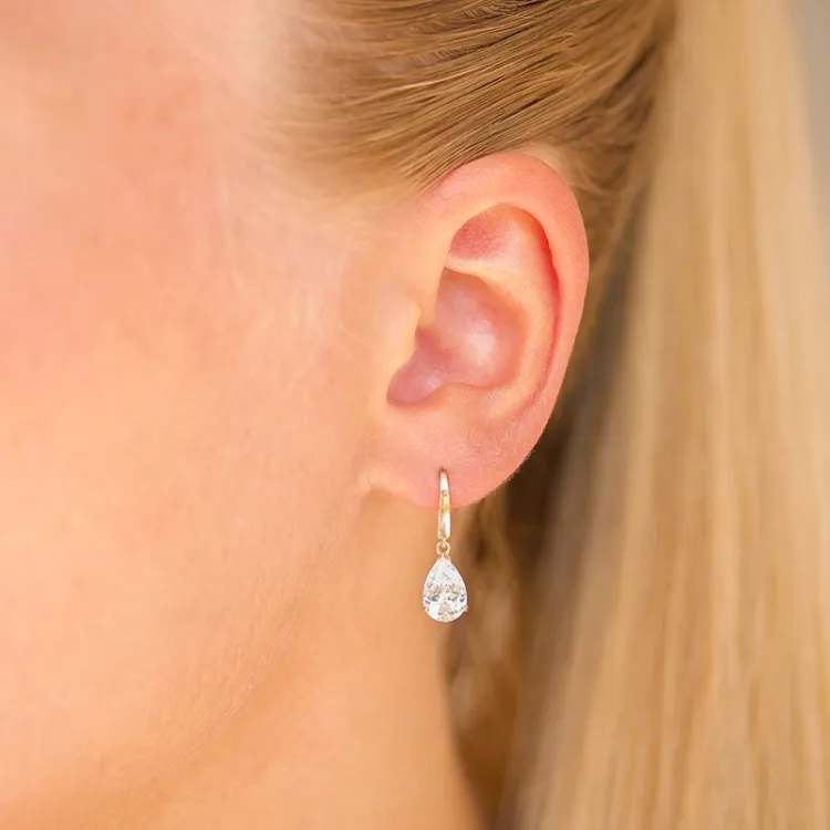 tropfenförmiger Ohrringe in 14 Karat Gold mit Zirkon - Gold Collection