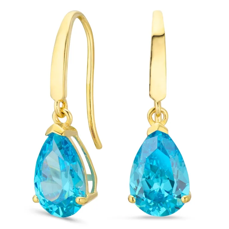 tropfenförmiger Ohrringe in 14 Karat Gold mit synthetische Topas und Zirkon - Gold Collection