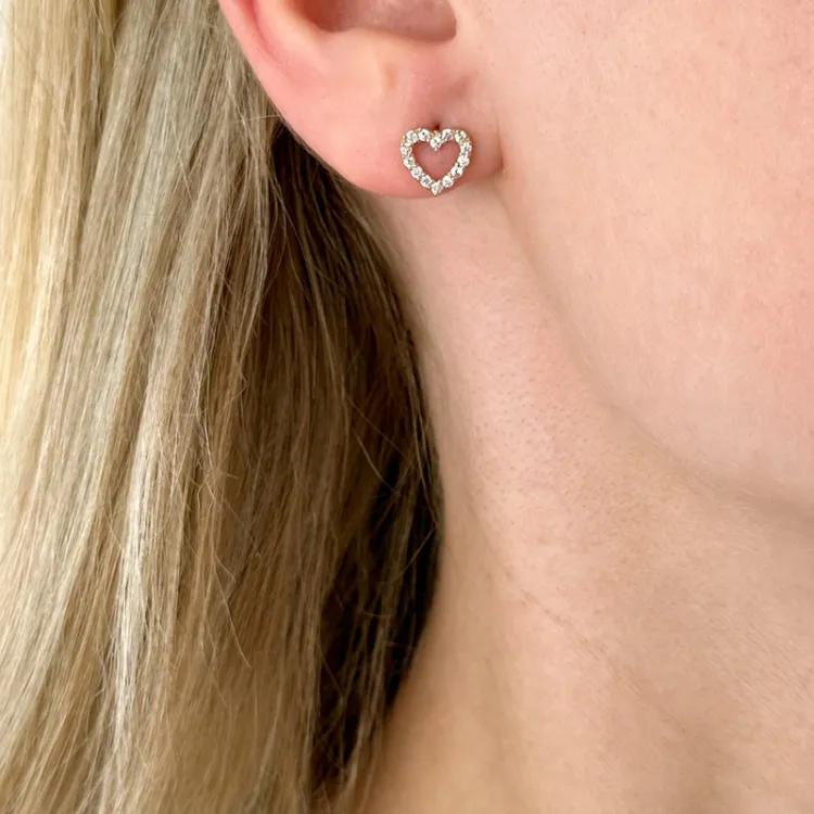 Herz Ohrringe in 14 Karat Gold mit Zirkon - Gold Collection