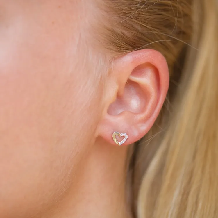 Herz Ohrringe in 14 Karat Gold mit Zirkon - Gold Collection