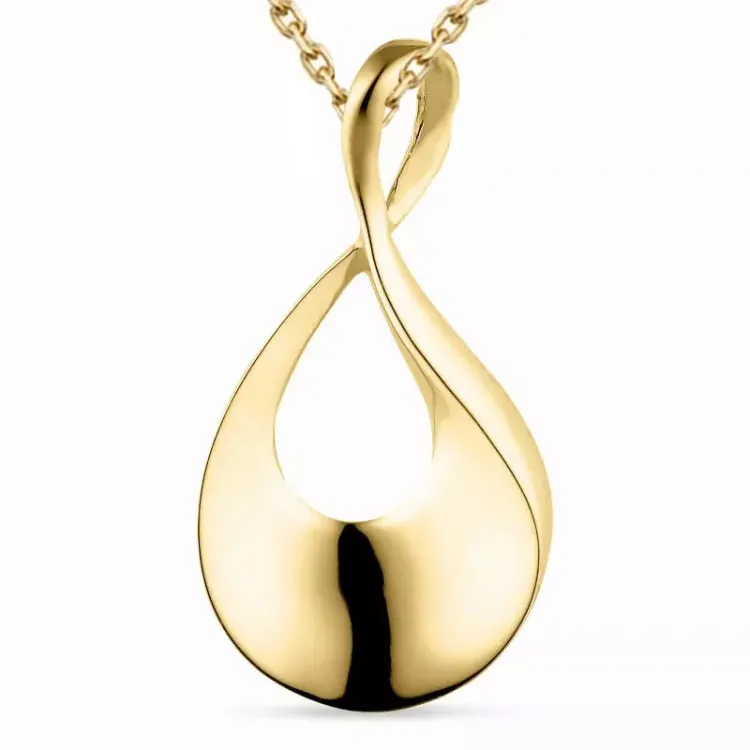 Tropfen Halskette aus vergoldetem Sterlingsilber und Anhänger aus 14 Karat Gold - Gold Collection