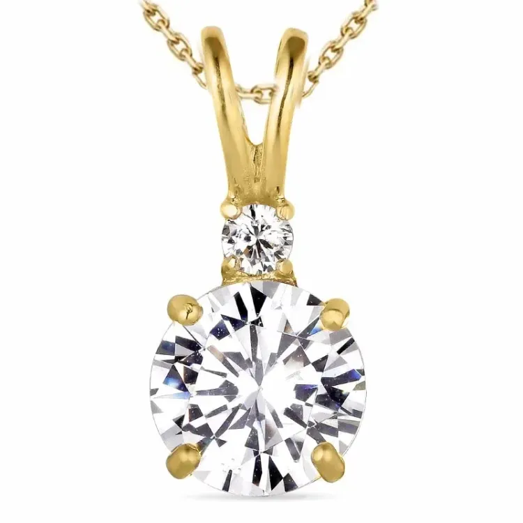 Zirkon Halskette aus vergoldetem Sterlingsilber und Anhänger aus 14 Karat Gold - Gold Collection