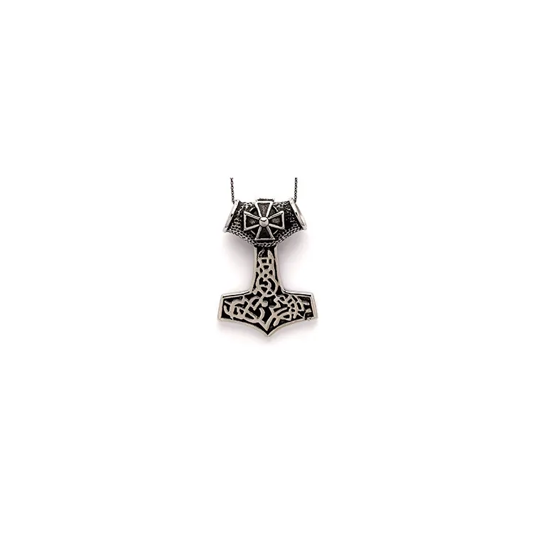 abstraktem Hard Steel P421 Thors Hammer Anhänger in Stahl