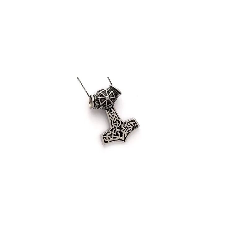 abstraktem Hard Steel P421 Thors Hammer Anhänger in Stahl