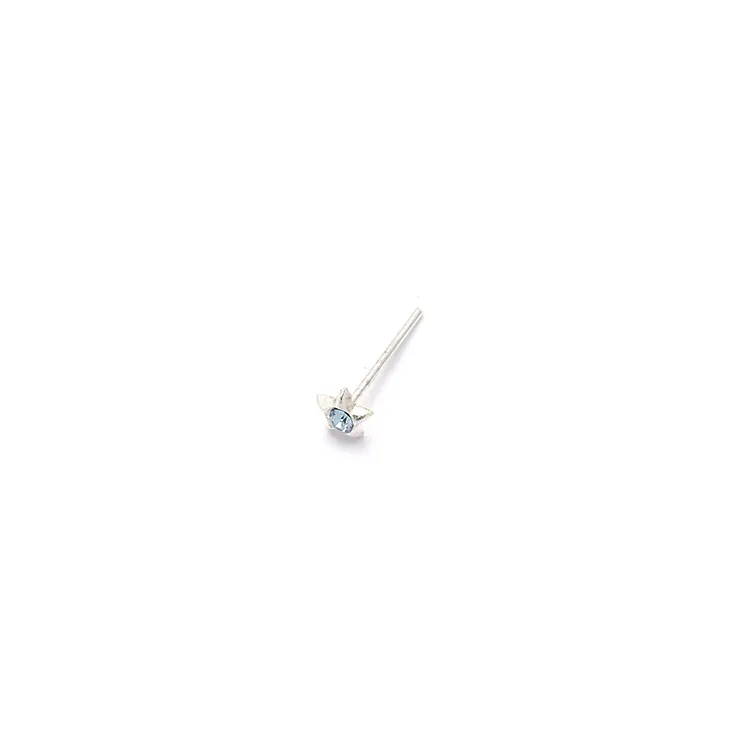 Hard Steel Stern Nasenpiercing in Stahl hellblauem Zirkon