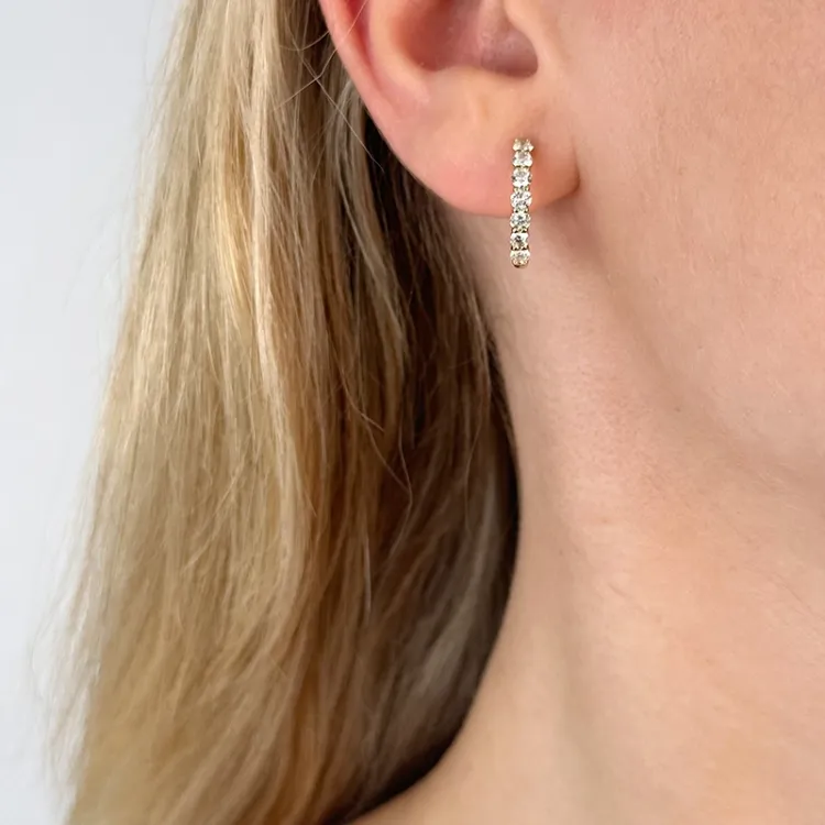 16 mm Diamant Kreole in 14 Karat Gold mit Diamant