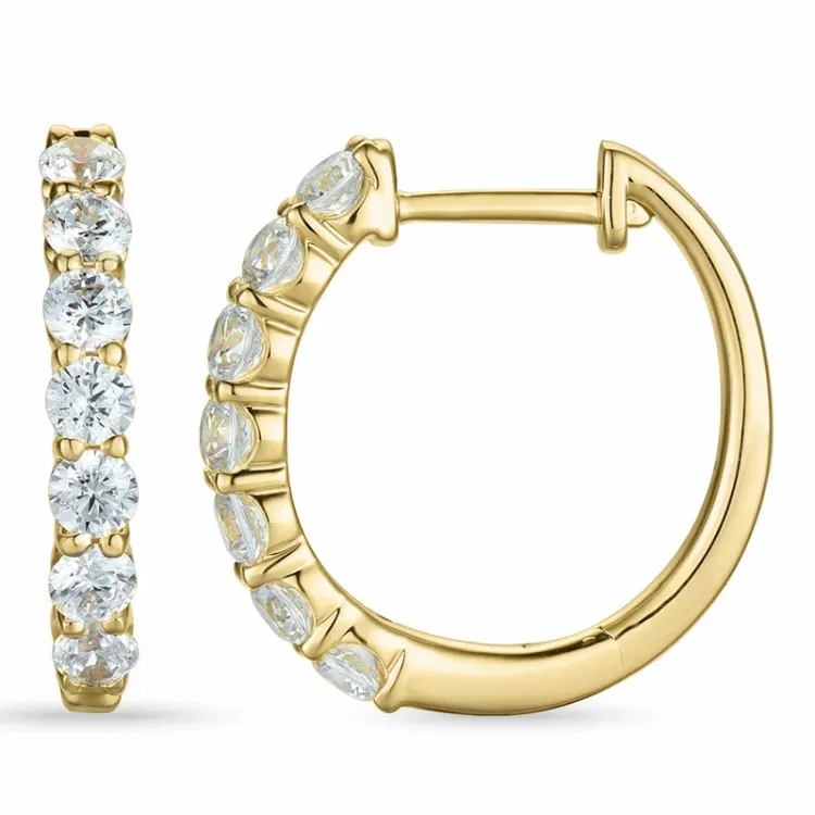 16 mm Diamant Kreole in 14 Karat Gold mit Diamant