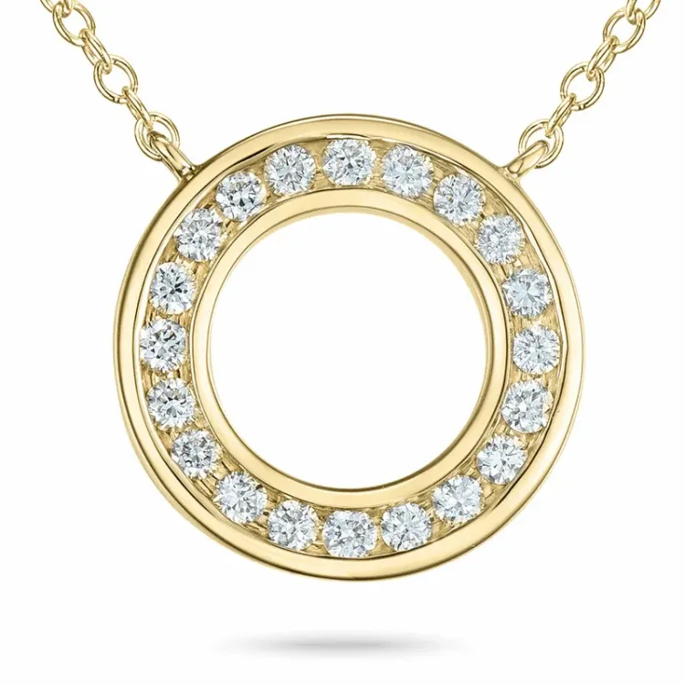 45 cm Halskette mit Anhänger aus 14 Karat Gold 0,20 ct