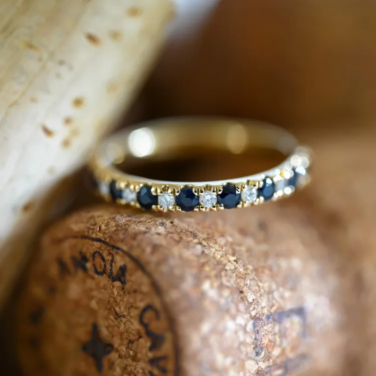 Saphir Diamantring in 14 Karat Gold 0,128 ct 0,513 ct