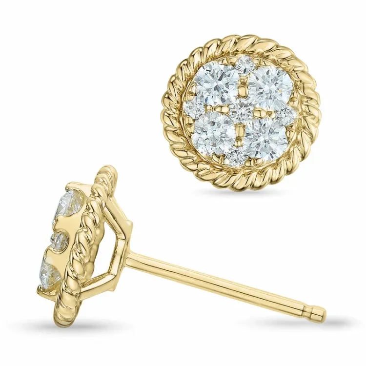 runden Brillant Ohrstecker in 14 Karat Gold mit Diamant