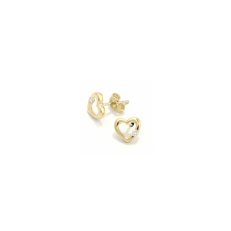 Herz Ohrstecker in 14 Karat Gold mit Diamant