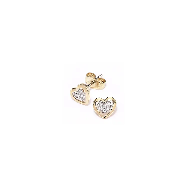 Herz weißen Diamant Ohrstecker in 14 Karat Gold mit Diamant 