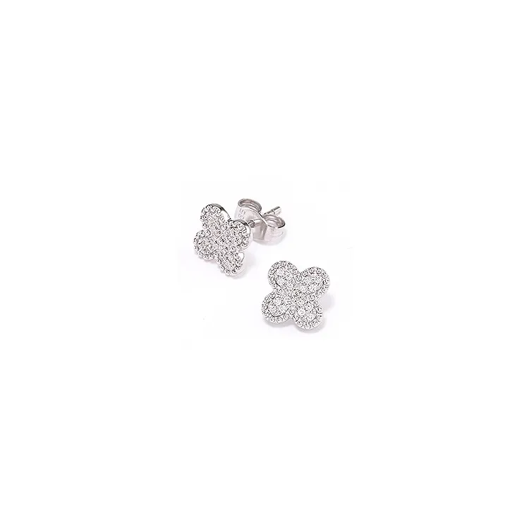 Blumen Diamant Ohrstecker in 14 Karat Gold mit Diamant