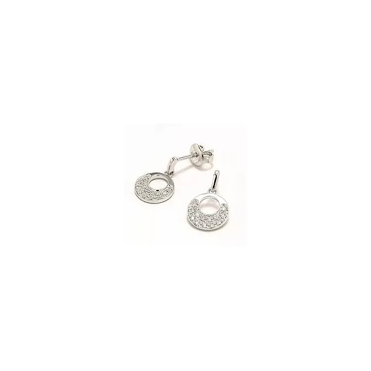 runden Diamant Diamantohrringe in 14 Karat Weißgold mit Diamant