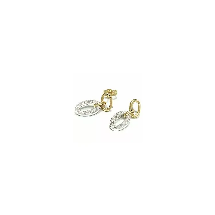 ovalen weißen Diamant Ohrstecker in 14 Karat Gold und Weißgold mit Diamant