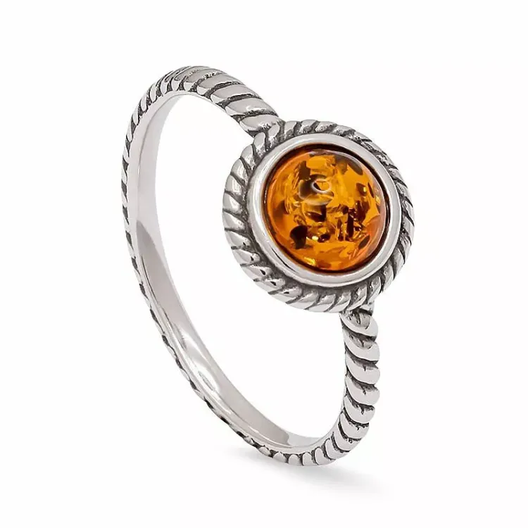 Bernstein Ring aus oxidiertem Sterlingsilber