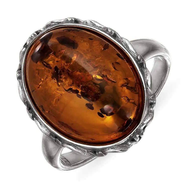 Bernstein Ring aus Silber
