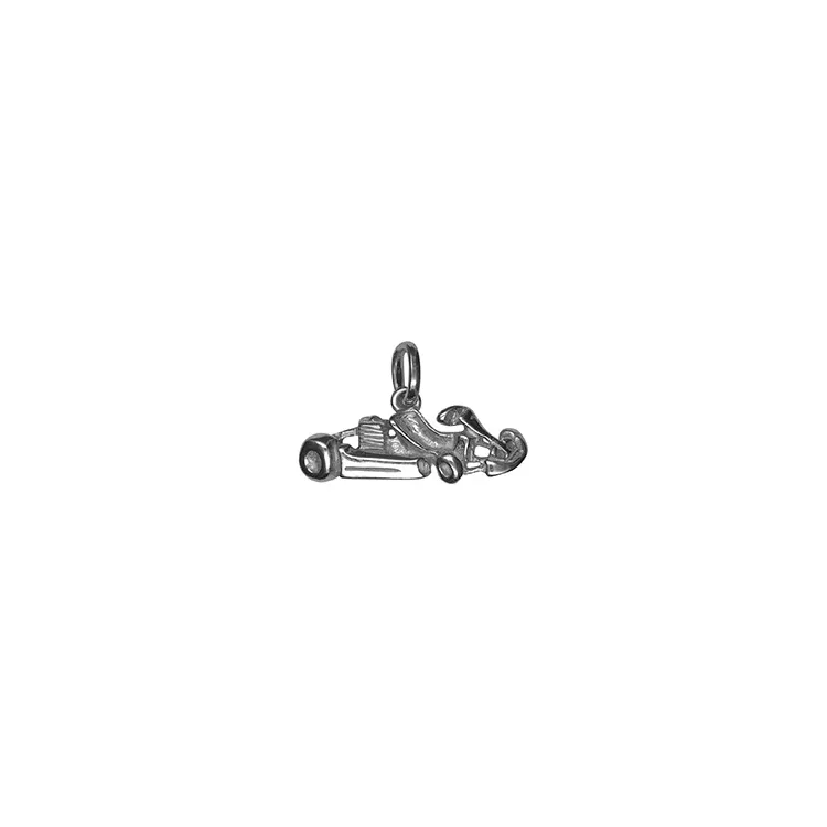 Gokart Anhänger aus rhodiniertem Silber