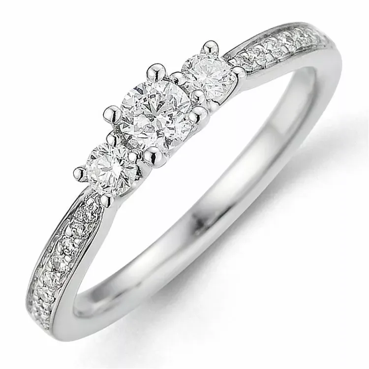 Bestellware - Diamantring in 14 Karat Weißgold 0,20 ct 2 x 0,065 ct 0,10 ct
