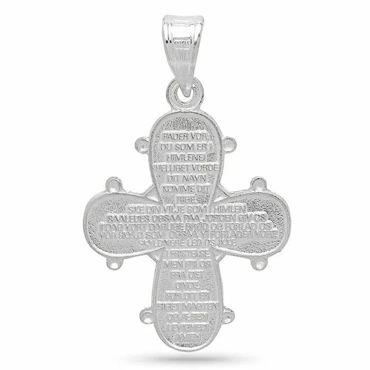 18 x 30 mm Dagmar-Kreuz mit Vater Unser aus Silber - Amoré