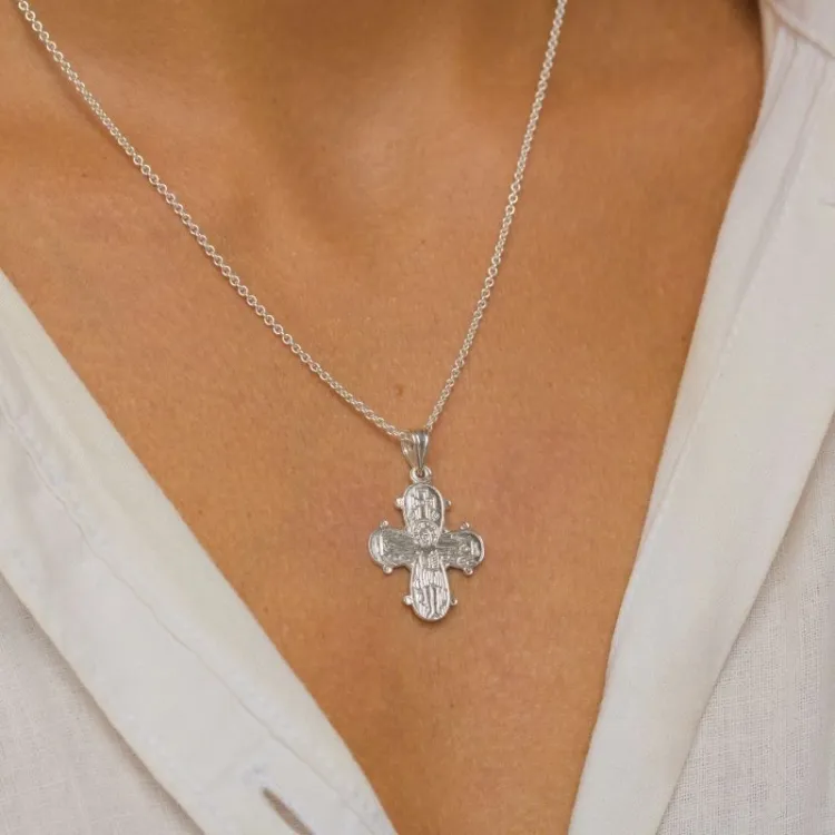 18 x 30 mm Dagmar-Kreuz mit Vater Unser aus Silber - Amoré
