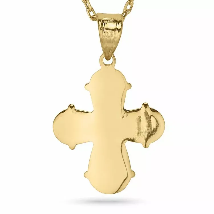 15 x 27 mm Dagmarkreuz Halskette aus vergoldetem Sterlingsilber und Anhänger aus vergoldetem Sterlingsilber - Amoré