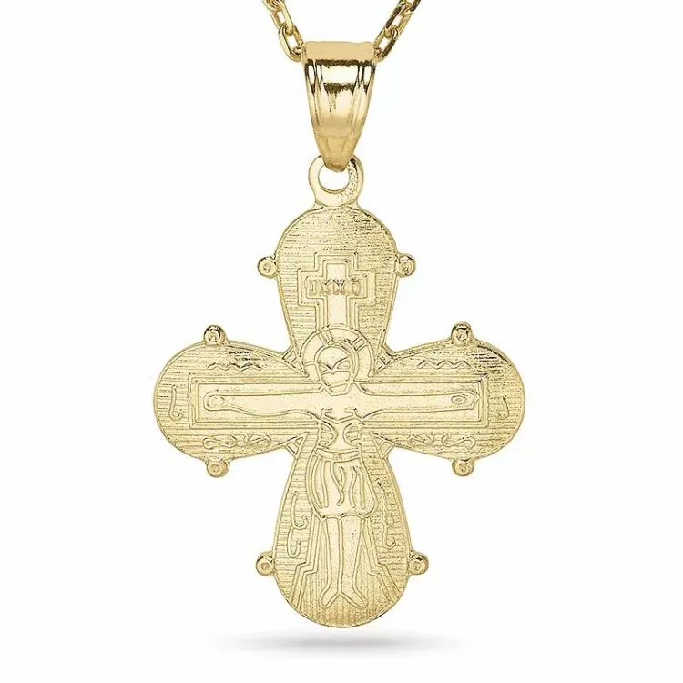 Dagmarkreuz Halskette aus vergoldetem Sterlingsilber und Anhänger aus 8 Karat Gold - Amoré