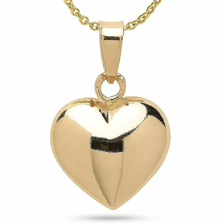 10 x 15,5 mm Herz Halskette aus vergoldetem Sterlingsilber und Anhänger aus 8 Karat Gold - Amoré