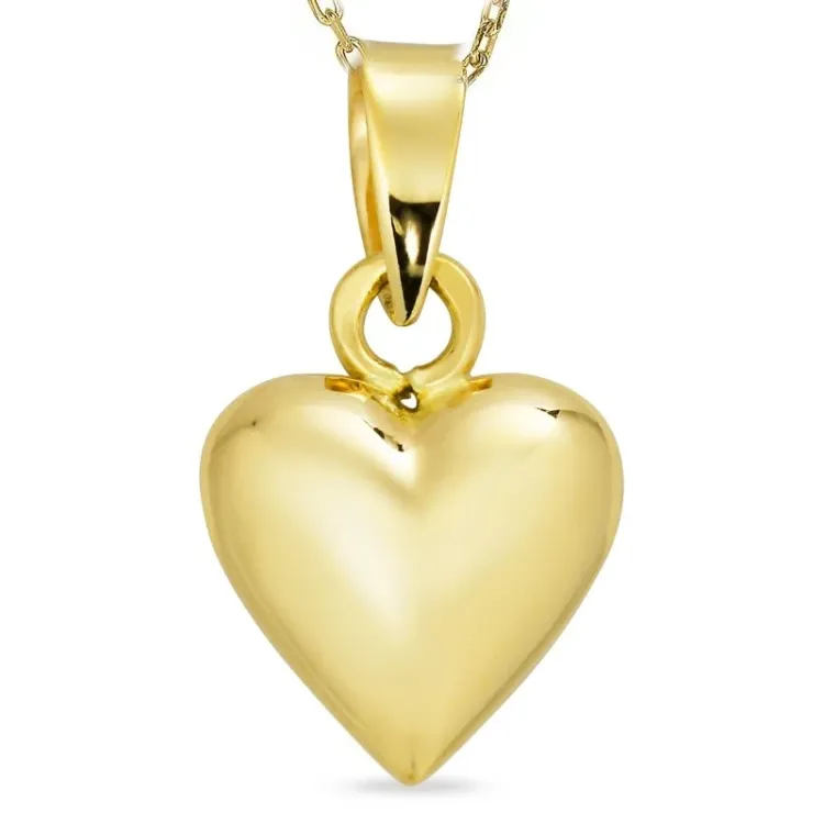 10 x 8,5 mm Herz Halskette aus vergoldetem Sterlingsilber und Anhänger aus 8 Karat Gold - Amoré