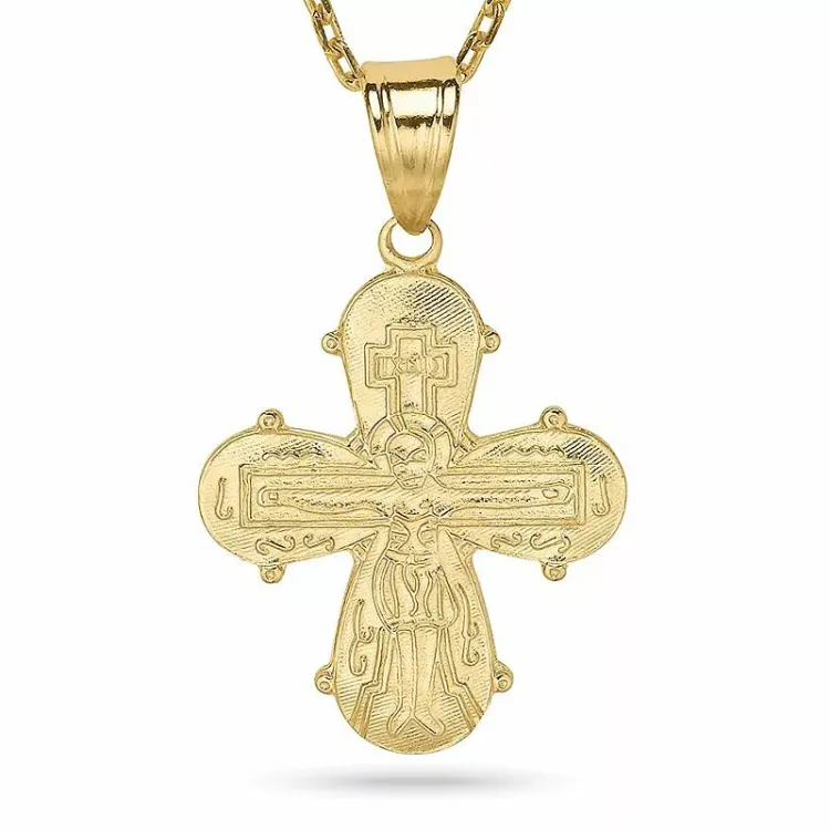 Dagmarkreuz Halskette aus vergoldetem Sterlingsilber und Anhänger aus 8 Karat Gold - Amoré