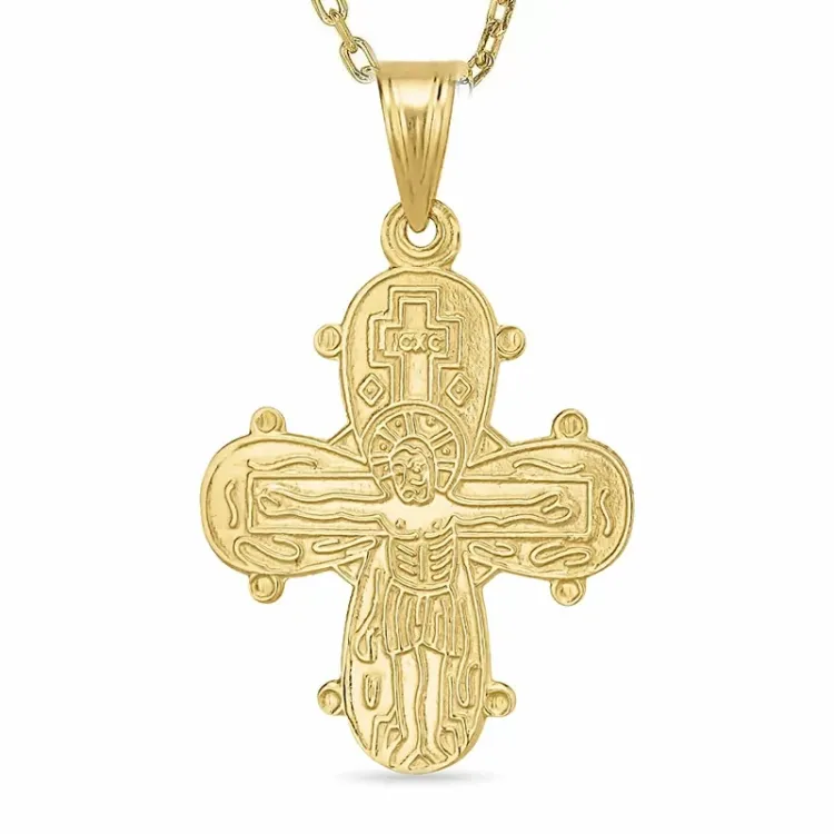 Dagmarkreuz Halskette aus vergoldetem Sterlingsilber und Anhänger aus 8 Karat Gold - Amoré