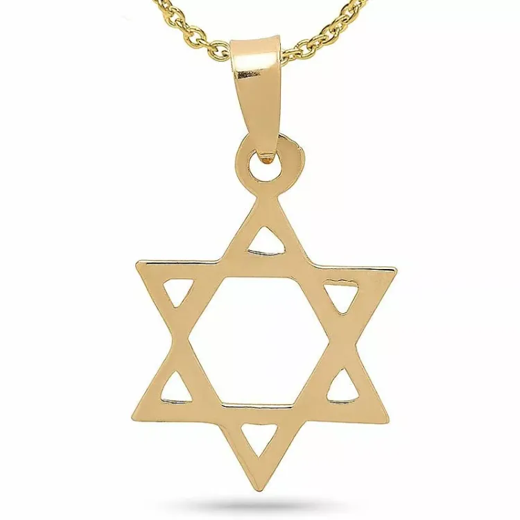 Davidstern Halskette aus vergoldetem Sterlingsilber und Anhänger aus 8 Karat Gold - Gold Collection
