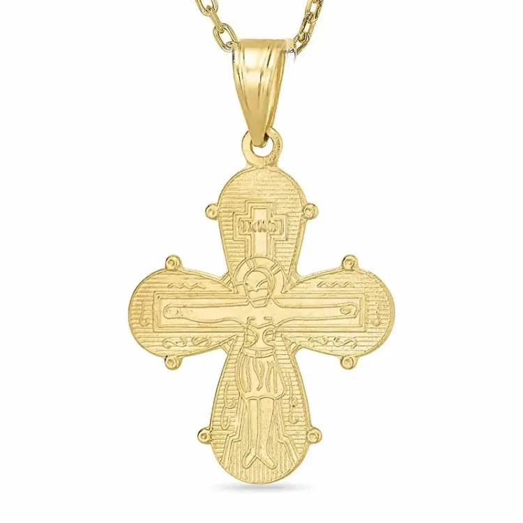 Dagmarkreuz Halskette aus vergoldetem Sterlingsilber und Anhänger aus 8 Karat Gold - Amoré