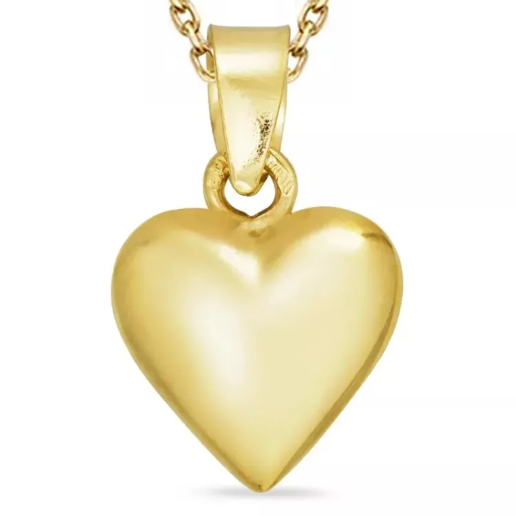 Herz Halskette aus vergoldetem Sterlingsilber und Anhänger aus 14 Karat Gold - Amoré