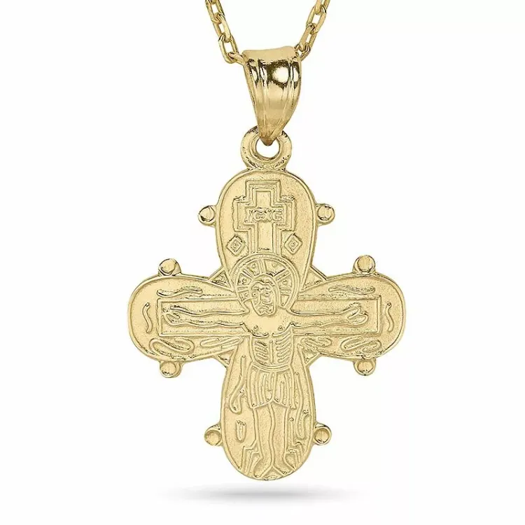 Dagmar-Kreuz mit Vater Unser Halskette mit Anhänger aus vergoldetem Sterlingsilber - Amoré