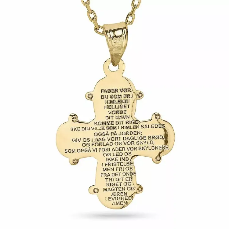 Dagmar-Kreuz mit Vater Unser Halskette mit Anhänger aus vergoldetem Sterlingsilber - Amoré