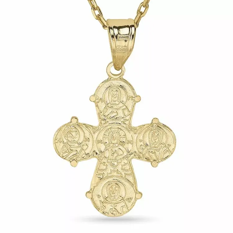 Dagmarkreuz Halskette aus vergoldetem Sterlingsilber und Anhänger aus 14 Karat Gold - Amoré