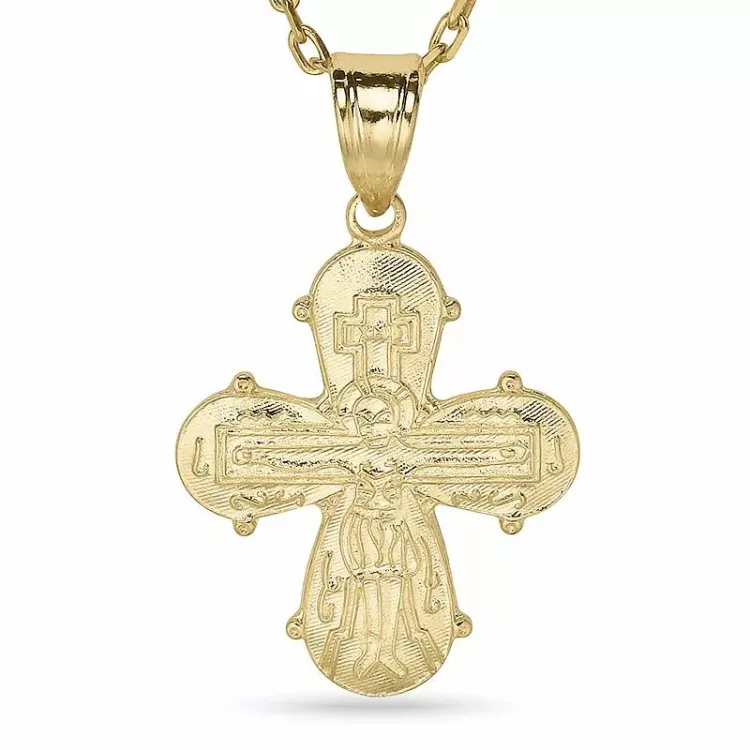 Dagmarkreuz Halskette aus vergoldetem Sterlingsilber und Anhänger aus 14 Karat Gold - Amoré