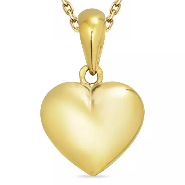Herz Halskette aus vergoldetem Sterlingsilber und Anhänger aus 8 Karat Gold - Amoré