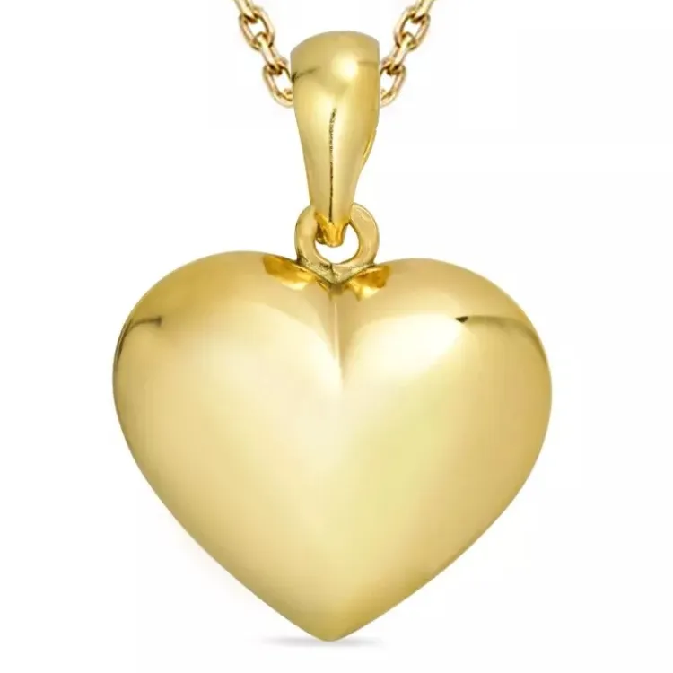 Herz Halskette aus vergoldetem Sterlingsilber und Anhänger aus 8 Karat Gold - Amoré