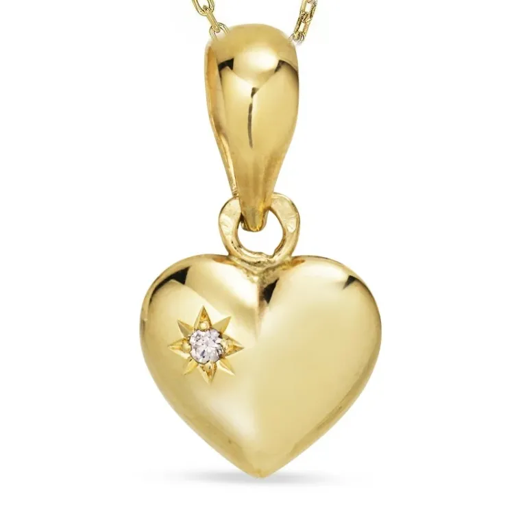 Herz Halskette aus vergoldetem Sterlingsilber und Anhänger aus 8 Karat Gold - Amoré