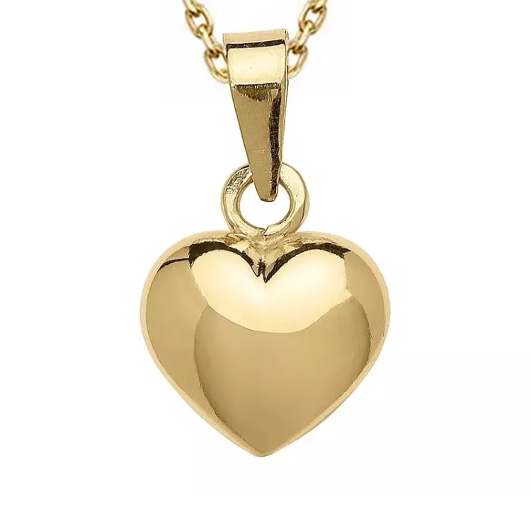Herz Halskette aus vergoldetem Sterlingsilber und Anhänger aus 8 Karat Gold - Amoré